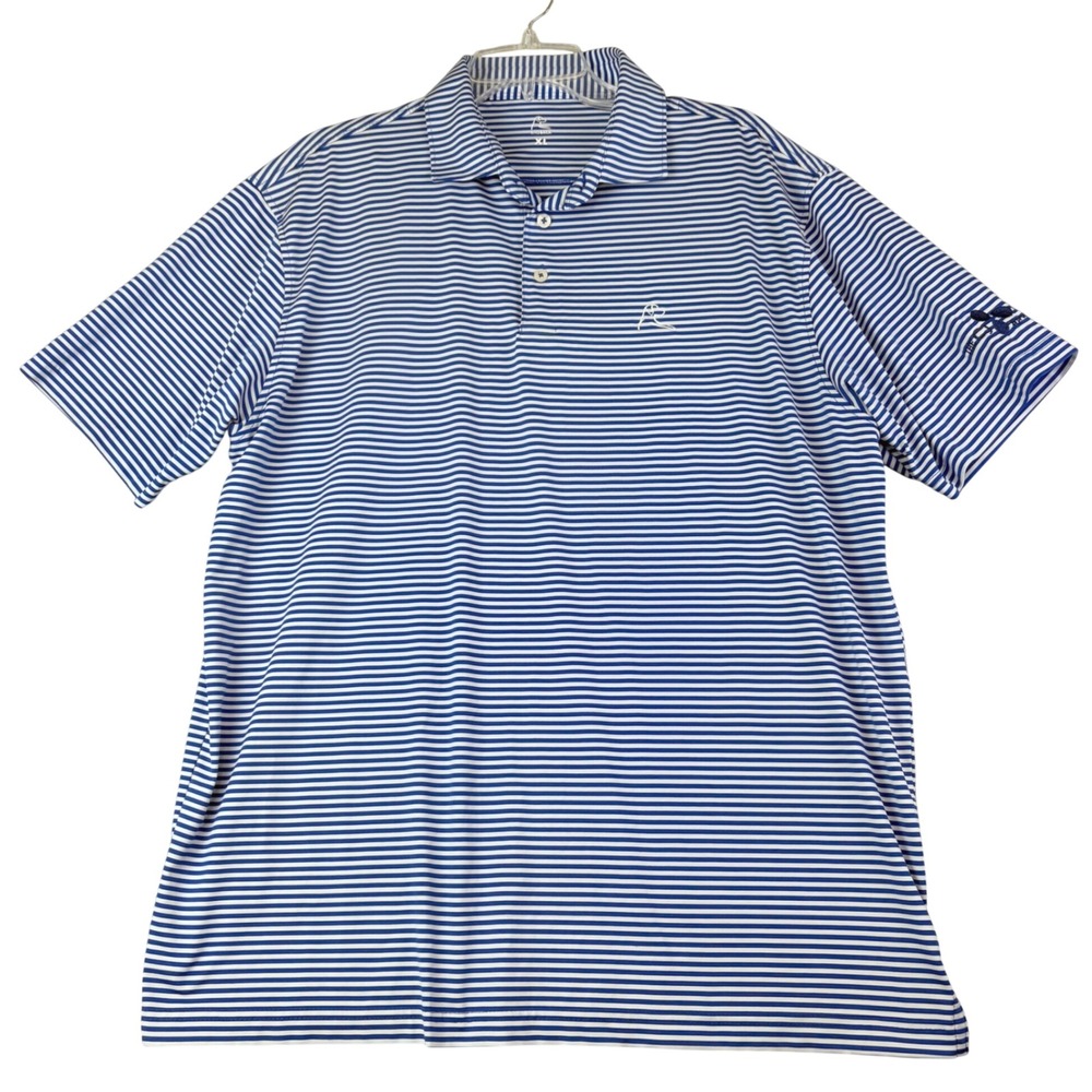 Rhoback XL Blue White Striped Performance Polo CJ Cup Byron Nelson Golf Shirt